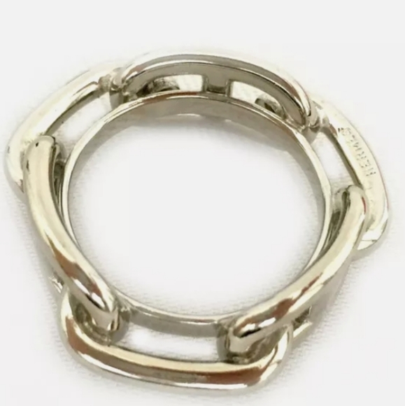 AUTHENTIC HERMES SILVER TONE SCARF RING /92017 - Picture 3 of 7